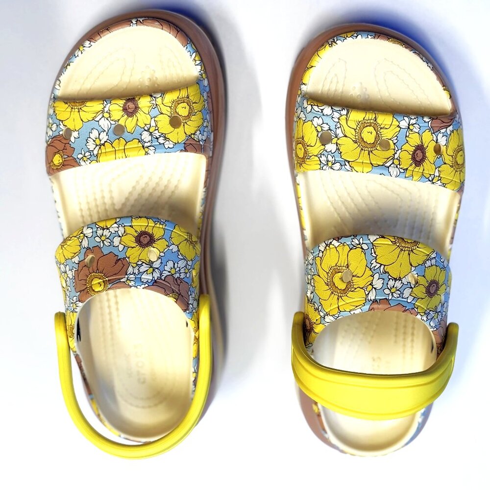 Crocs Mega Crush Retro Floral Sandals 'Vanilla Cork' 208966-1LQ